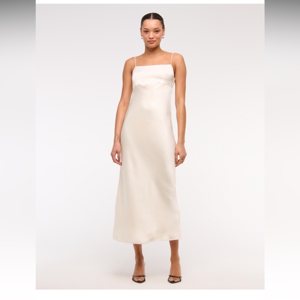 Abercrombie & Fitch Ivory Satin Slip Dress